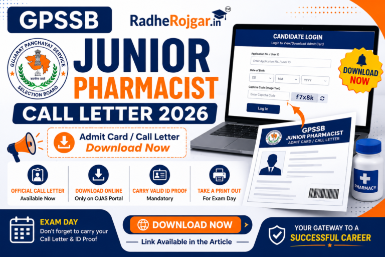 GPSSB Junior Pharmacist Call Letter