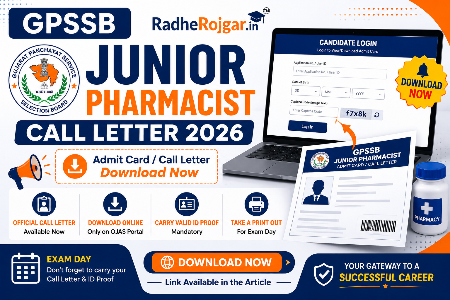 GPSSB Junior Pharmacist Call Letter